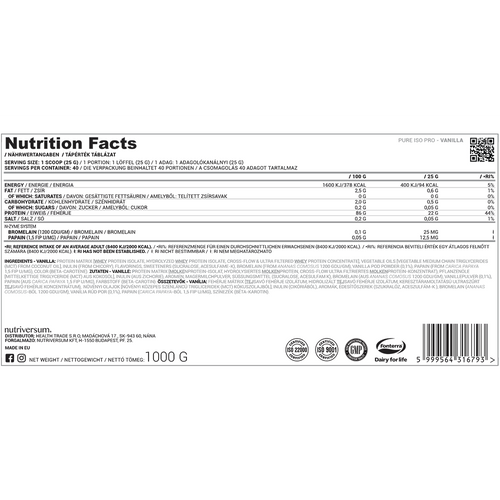 Nutriversum Pure ISO Pro 1000g