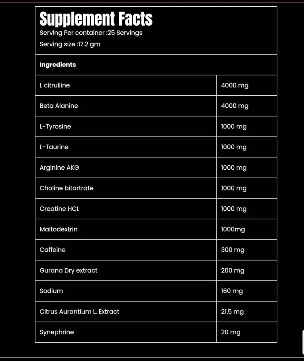 MARVELOUS Experiment Powerful preworkout formula