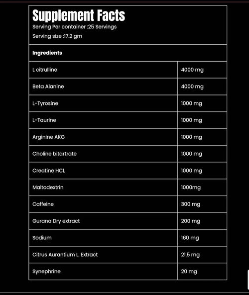 MARVELOUS Experiment Powerful preworkout formula